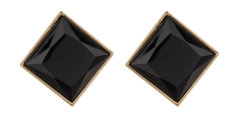 Clip On Earrings - Bree B - gold stud earring with a large black resin stone