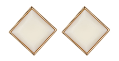 Clip On Earrings - Bree W - gold stud earring with a large cream resin stone