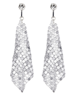 Clip On Earrings - Daya S - silver drop earring with a clear stone