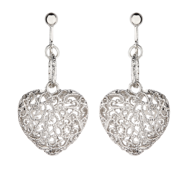 Clip On Earrings - Kalisha S - silver heart