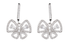 Clip On Earrings - Nalin - silver luxury butterfly earring with clear crystals and stones