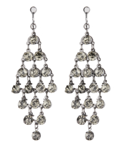 Clip On Earrings - Daring - gunmetal grey dangle earring with crystals