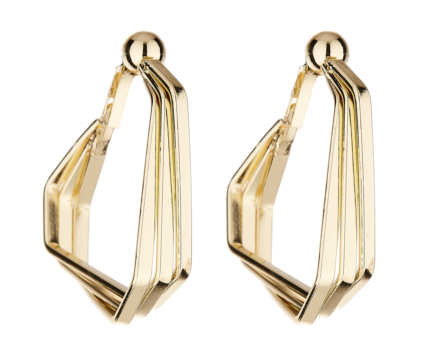 Clip On Earrings - Deka - gold hoop earring with three linked bands