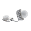 Clip On Earrings - Neha - silver luxury stud earring with a central pearl and crystals