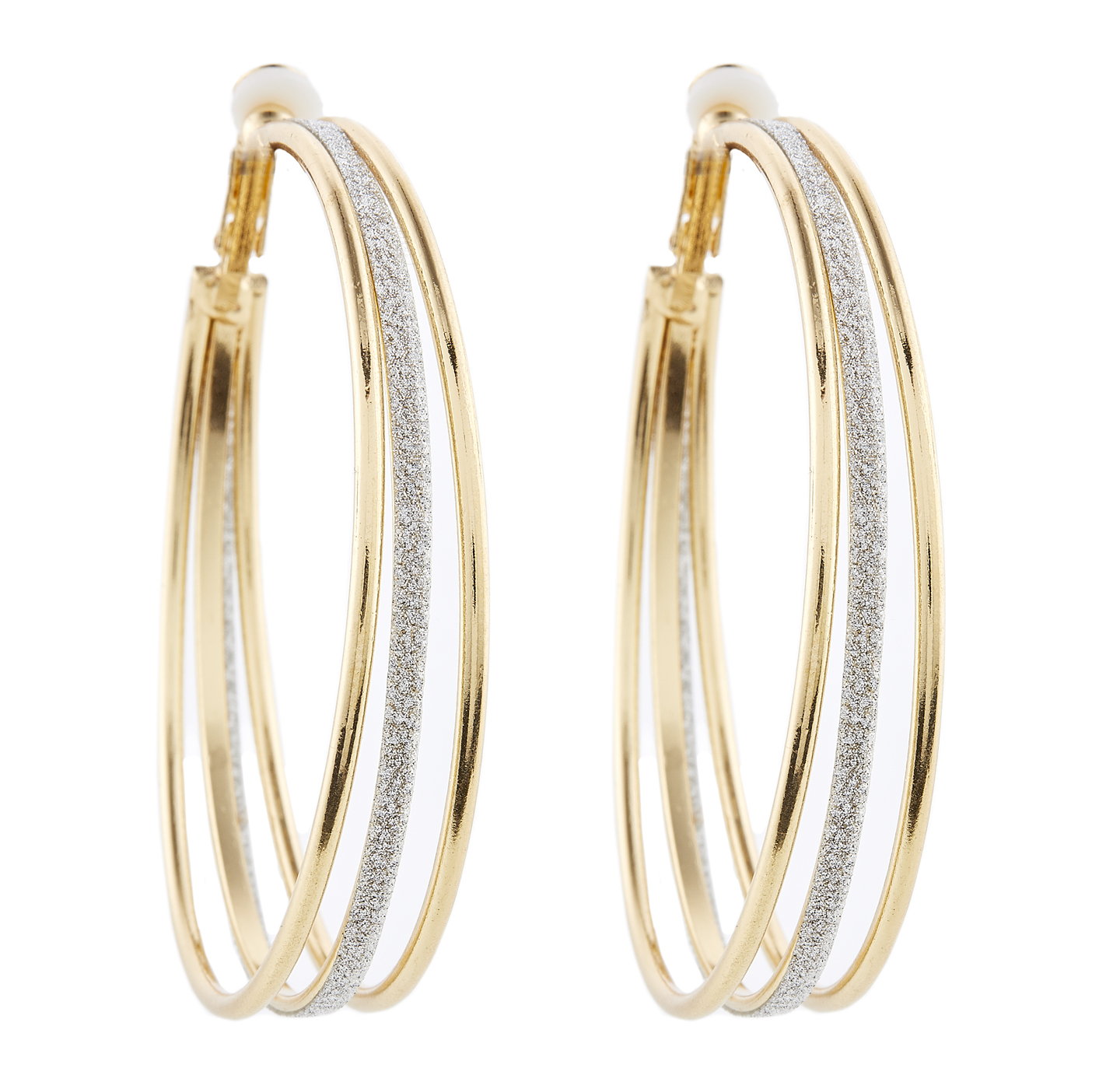 Clip On Hoop Earrings - Kanda G - gold earring with three hoops