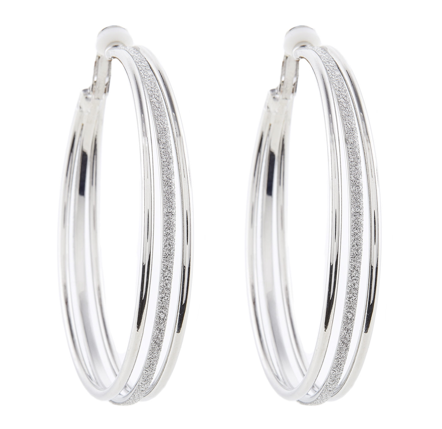 Clip On Hoop Earrings - Kanda S - silver earring with three hoops
