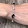 Bracelet – silver with black Cubic Zirconia Stones and clear crystals – Nerio