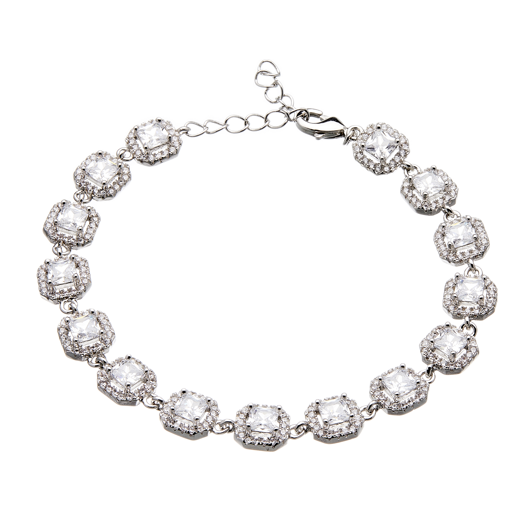 Silver luxury Bracelet - lobster clasp with sparkling Cubic Zirconia Stones and crystals - Nads