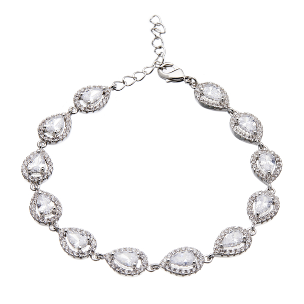 Luxury Bracelet - silver with sparkling Cubic Zirconia Stones and crystals - Nadet