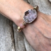Bracelet with pink agate beads and lilac druzy quartz stone – Jae P