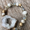 Bracelet with white agate beads and white druzy quartz stone – Jae W