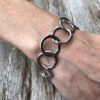 Silver T bar Bracelet with linked connecting circles – Jalen S