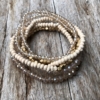 Set of six Bracelets with matt gold, wood and glass beads – Jaxi