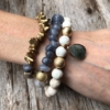Set of three Bracelets with bluish grey agate and natural howlite beads – Jessie