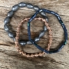 Three Bracelets with blue and champagne gold beads – Yori B03-08-09