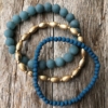 Set of three Bracelets with blue and matt gold beads – Yori B22-26-25