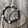Set of two Bracelets – matt gold hearts and navy blue beads – Yori B24-21