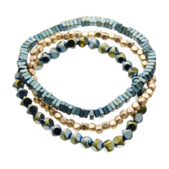 Set of three Bracelets with blue and matt gold beads - Yori B27-19-23