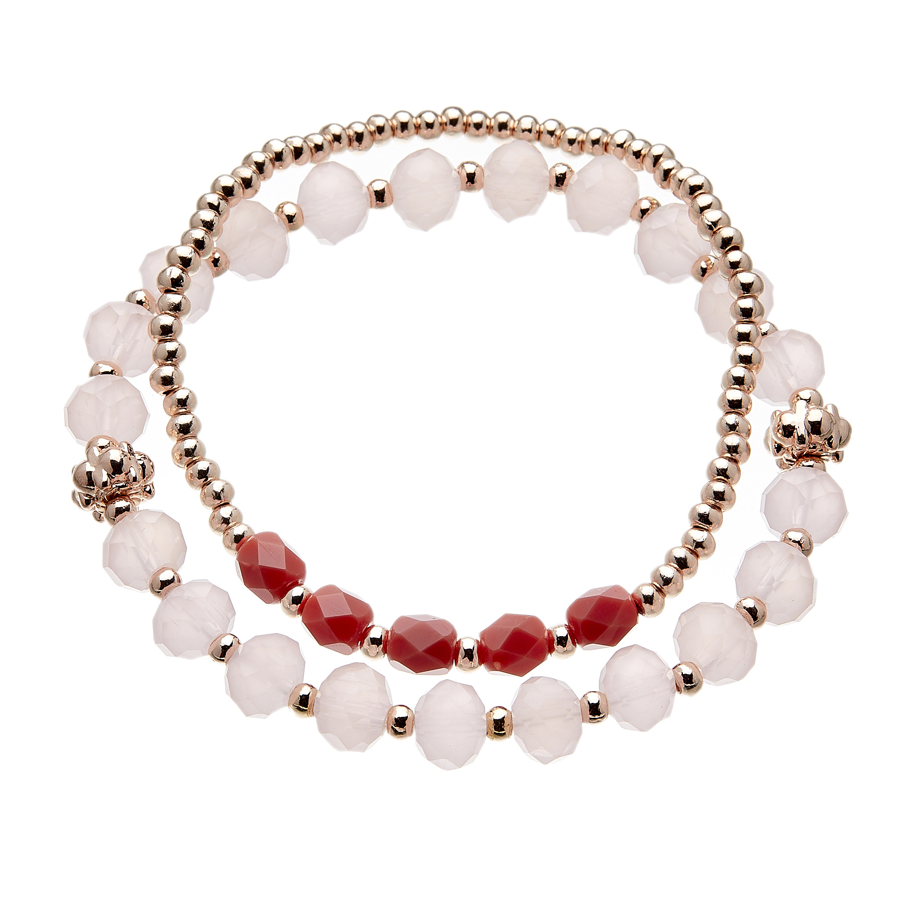 Set of two Bracelets with pink and champagne gold beads - Yori P33-32