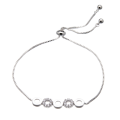 Silver adjustable Bracelet with five linked rings - Nerola