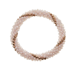 Pink glass rondelle Bracelet with rose gold beads - Rae P15