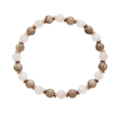 Pink jade and quartz beaded Bracelet with a rose gold spacers - Rae P20