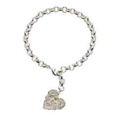 Silver heart tag charm Bracelet - Rowan S