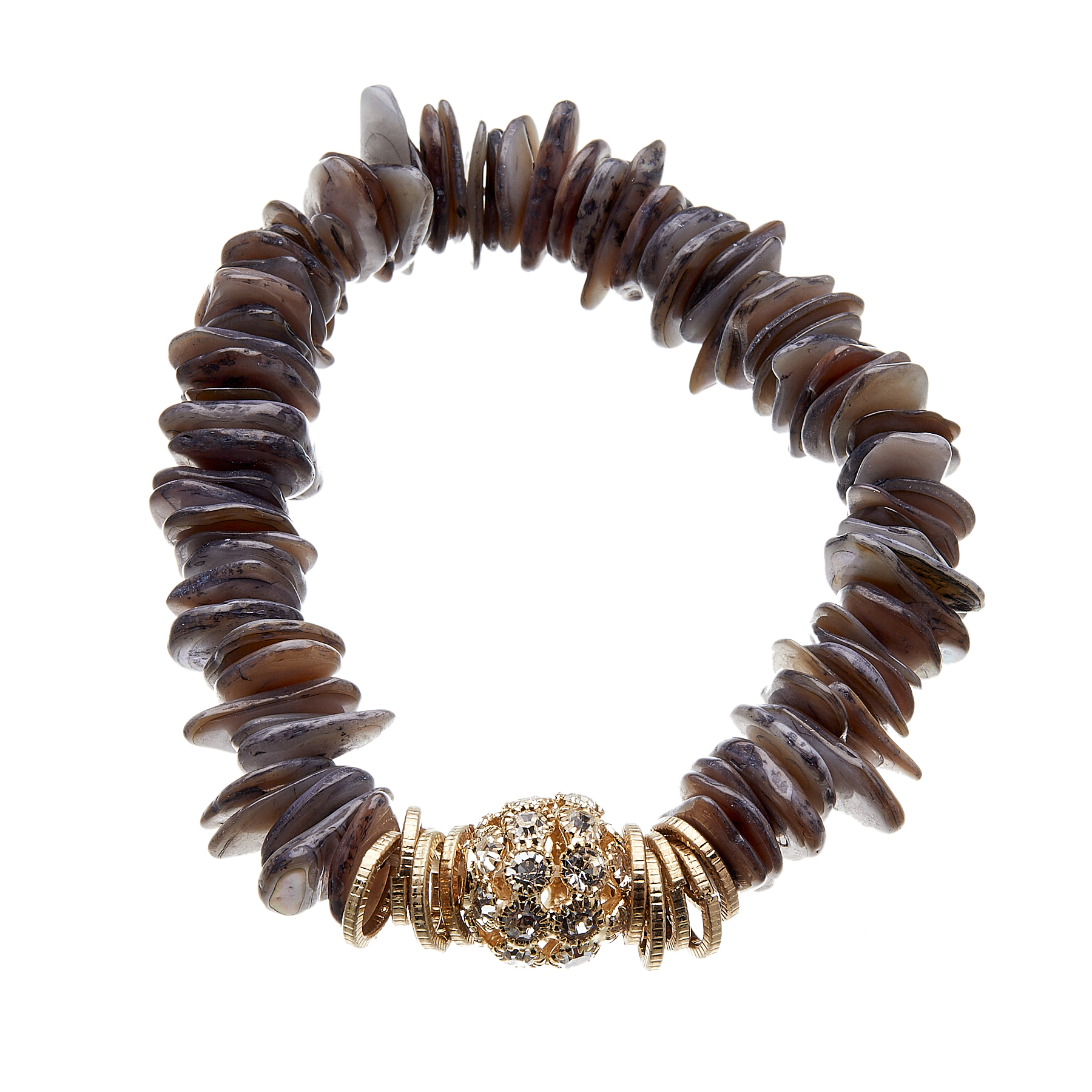 Bracelet with grey agate and clear crystals - Jala