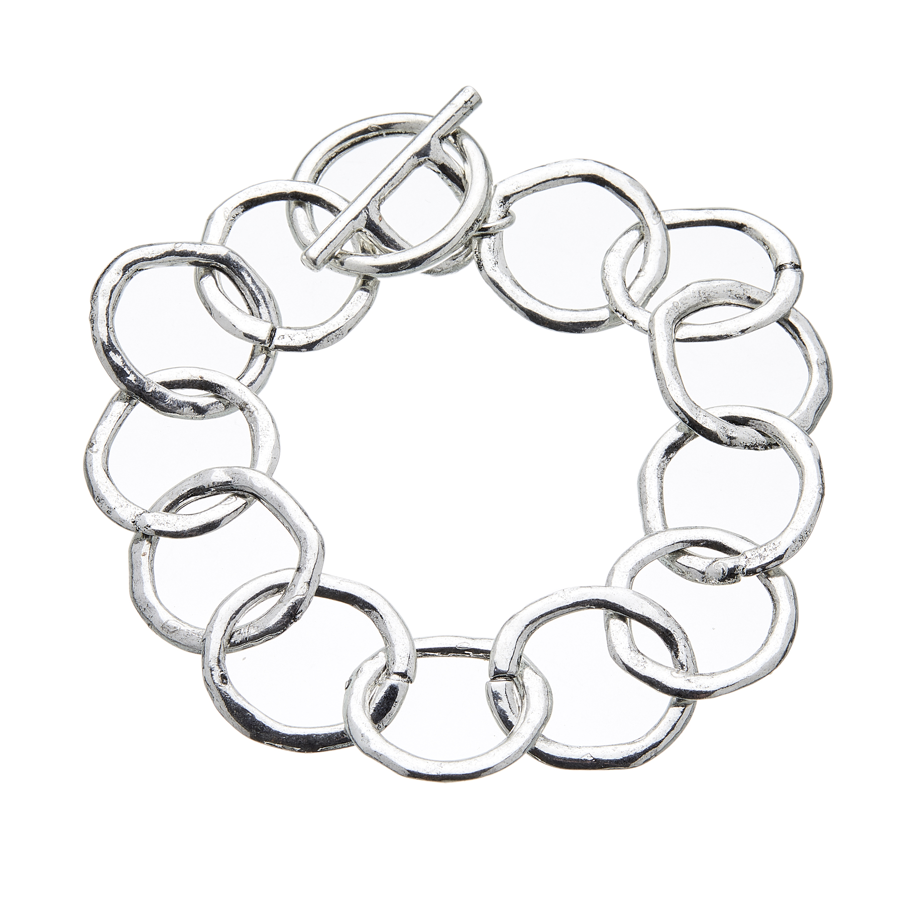 Silver T bar Bracelet with linked connecting circles - Jalen S