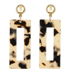 Clip On Earrings - Eada B - gold drop earring with brown tortoise shell acrylic