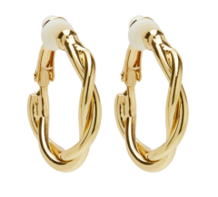 Clip On Hoop Earrings - Demos - gold twisted small hoops