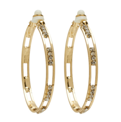 Clip On Hoop Earrings - Derry - gold hoops with crystals