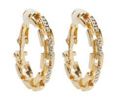 Clip On Hoop Earrings - Dilys - gold small hoops with crystals